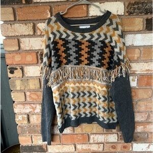 BANJO x MATILDA Chevron Fringe Wool Blend Sweater